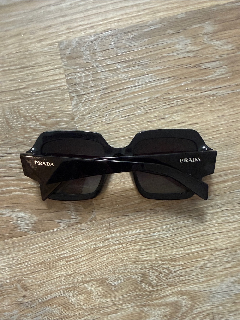 Prada Glossy Black Square Sunglasses with Dark Lenses